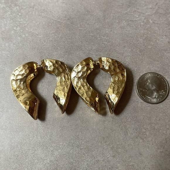 Zara Gold Irregular Front And Back Hoop - Picture 10 of 15